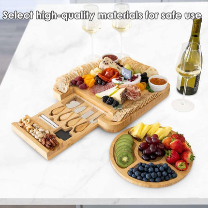 Bamboo Cheese Cutting Board Knife Gift Set Wooden Charcuterie Meat Serving Tray