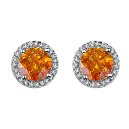 Female Round Zircon Stud Earrings Full Diamond Boucle Big Hollow Cubic Gift