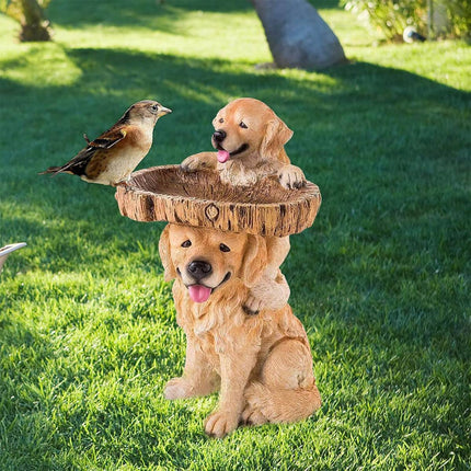Outdoor Resin Bird Feeder Garden Ornament Tree Stump Bird Bath Decoration