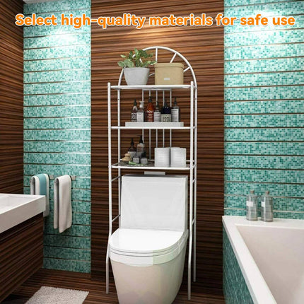 Over Toilet 3 Tier Bathroom Floor Storage Shelf White