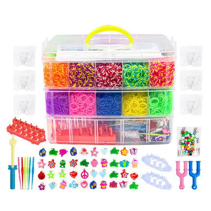 15000Pcs Rainbow Rubber Bands with 3 Layer Storage Case Weaving DIY Craft Set