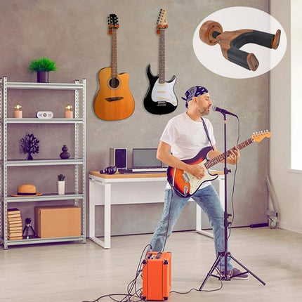 Solid Wood Guitar Wall Hook Hanger Silicone Neck Cradle Acoustic Electric Bass