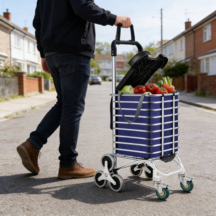 Folding Shopping Trolley Stair-Climbing Cart Lightweight Aluminium Pull Cart