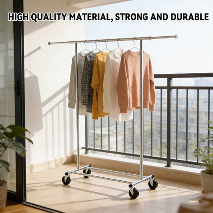 Rolling Chrome Clothes Drying Rack Extending Rail