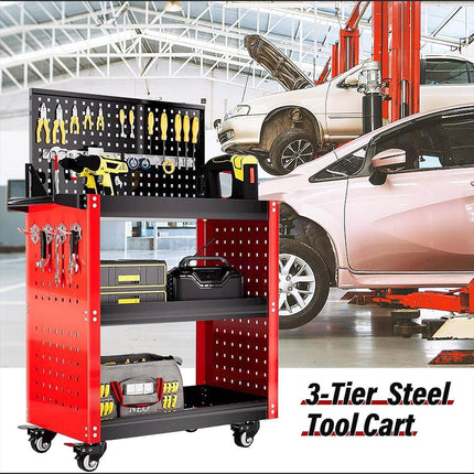 Heavy Duty 3 Tier Tool Cart with Wheels Rolling Work Bench Mechanic Repair Shop