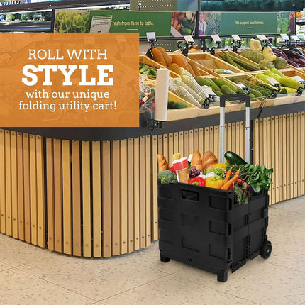 Foldable Portable Shopping Cart Outdoor Collapsible Trolley Convenient Easy Use