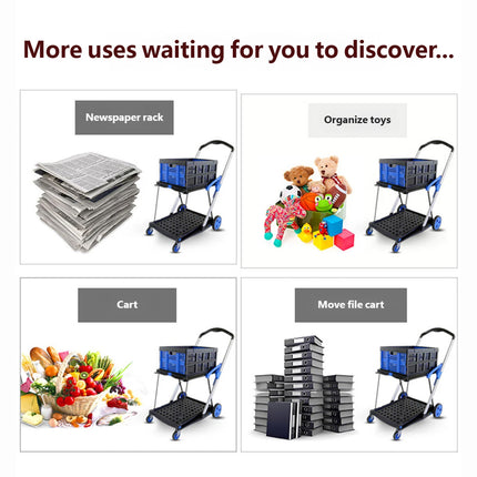 2 Tier Multi Functional Foldable Trolley Portable Storage Cart For Home Outdoor