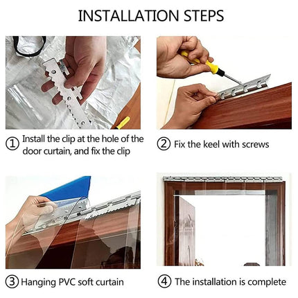 Clear PVC Strip Door Curtain 2 Pack 200cm Thermal Dust Barrier