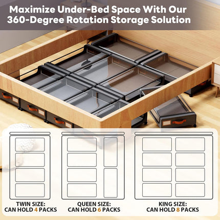 Under Bed Storage Bin with Wheels Sturdy Dustproof Sliding Organizer Box