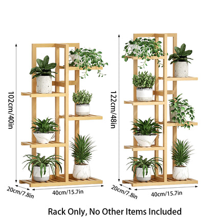5/6 Tier Bamboo Minimalist Flower Plant Stand Home Balcony Garden Floor Rack