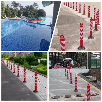 Reflective Warning Post 2PCS 80cm Detachable Rubber Base Red White Safety