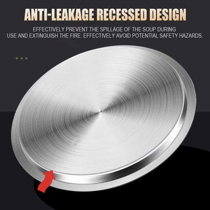 304 Stainless Steel Pot Lid Universal Round Soup Bucket Cover with Handle