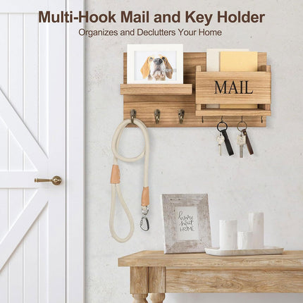 Wooden Wall Mounted Key Holder Storage Rack Door Hook Hanger Coat Rack Organizer