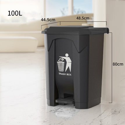 Pedal Trash Can with Lid 100L Large Capacity Durable for Kitchen Office Bathroom