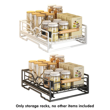 Pull Out Kitchen Storage Rack Basket Drawer Dish Organizer Slide Cabinet Shelf