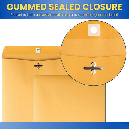 100pcs Kraft Envelopes 6x9in with Metal Clasp for Gift and Document Use