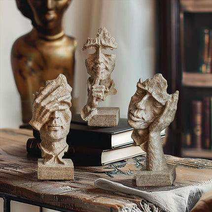 Resin Sculpture 3pcs Modern Office Desktop Art Decor Ornament Home Decoration