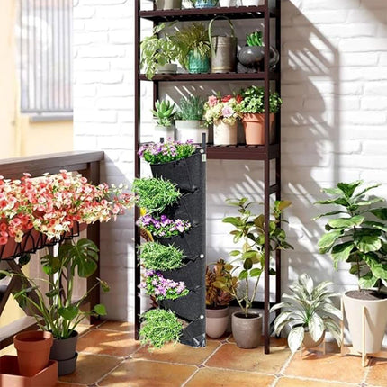 Vertical Wall Hanging Planting Bag 6 Pockets Flower Grow Pouch Planter Garden