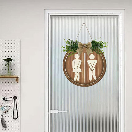 Wooden Toilet Signs Wall Hanging Gender Signage Decorative Bathroom Door Signs