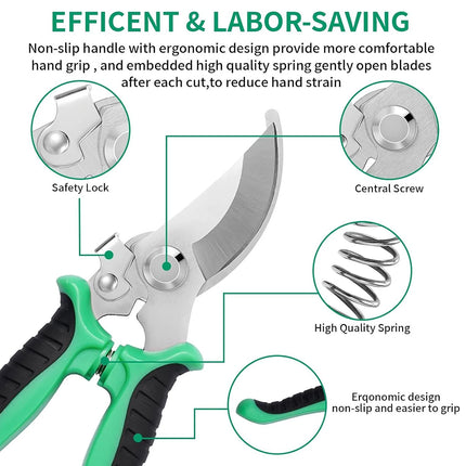 3PCS Stainless Steel Garden Shears Set Multi Function for Pruning Trimming Plants