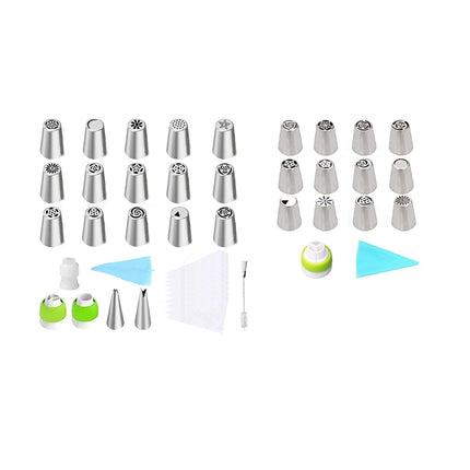 Russian Piping Tips Cake Decorating Set - 14 or 32 PCS Stainless Steel Nozzles