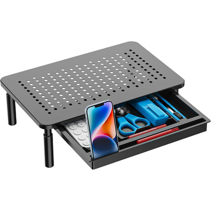 Monitor Stand Riser Aluminium 3 Level Laptop Desk Organiser Non Slip Black