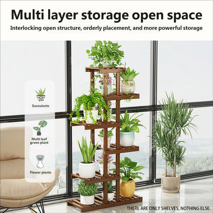6Tier Freestanding Balcony Flower Stand Rack Indoor Outdoor Plant Shelf Display