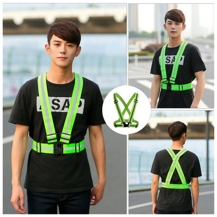 Reflective Shoulder Straps Safety High Visibility Vest for Night Running Cycling