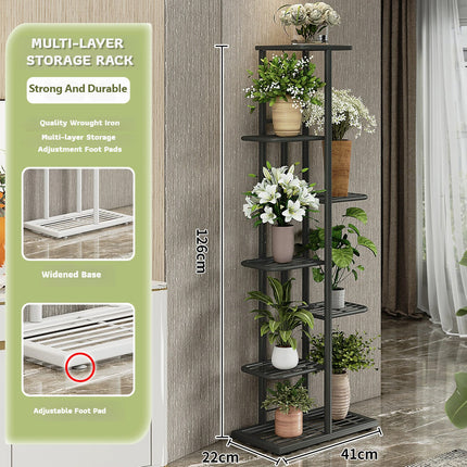 7 Tier Metal Plant Stand Indoor Outdoor Vertical Garden Shelf Rack