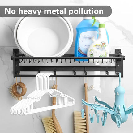 Aluminum Alloy Black Towel Rack Set Rustproof For Bathroom Organizer SpaceSaving