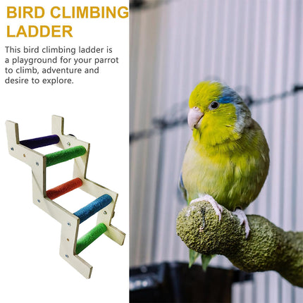 Wooden Parrot Climbing Ladder Swing Toy Claw Grinding Sanded for Small Birds