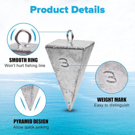 Four Sided Triangular Fishing Lead Sinker with Ring Conical Drop Weight Tackle