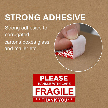 Fragile Warning Label Sticker 2 Rolls 1000PCS 2x3in Red for Shipping Packaging