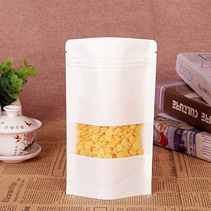 100PCS Kraft Paper Bags with Clear Window Gift Bags Easy to Use for Small Items