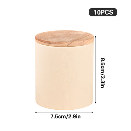 10PCS Round Tea Coffee Bean Packaging Paper Can with Wooden Lids for Storage Use