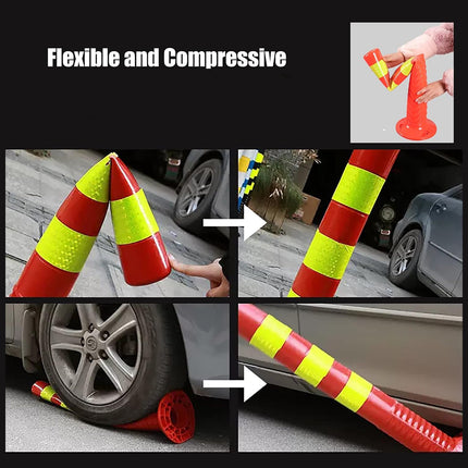2PCS Road Warning Post Flexible Traffic Bollard Reflective Parking Driveway