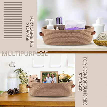 Oval Storage Basket with Handles Shelf Organiser Bin Laundry Toy Container