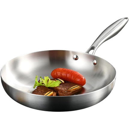 304 Uncoated Stainless Steel Wok Pan Triple Layer for Induction Gas Stove Cooking