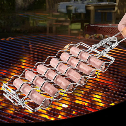 Portable Sausage Grill Net BBQ Tool Hot Dog Grill Holder Cooking Basket BBQ Rack