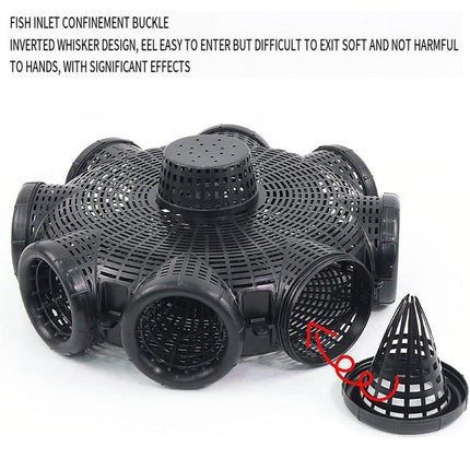 Eight Hole Eel Cage Ground Fish Trap Lobster Fishing Net Foldable Crab Catcher