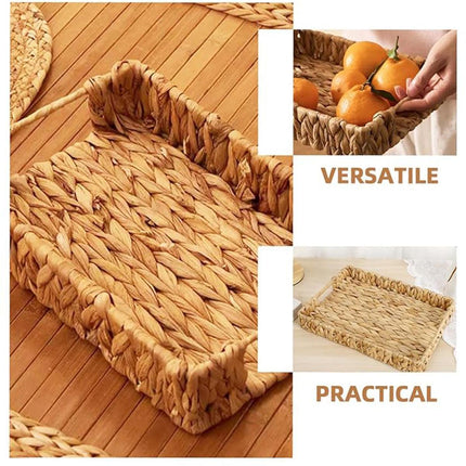 2pcs Rattan Fruit Tray Decorative Storage Trays Multipurpose Shelving Organizer