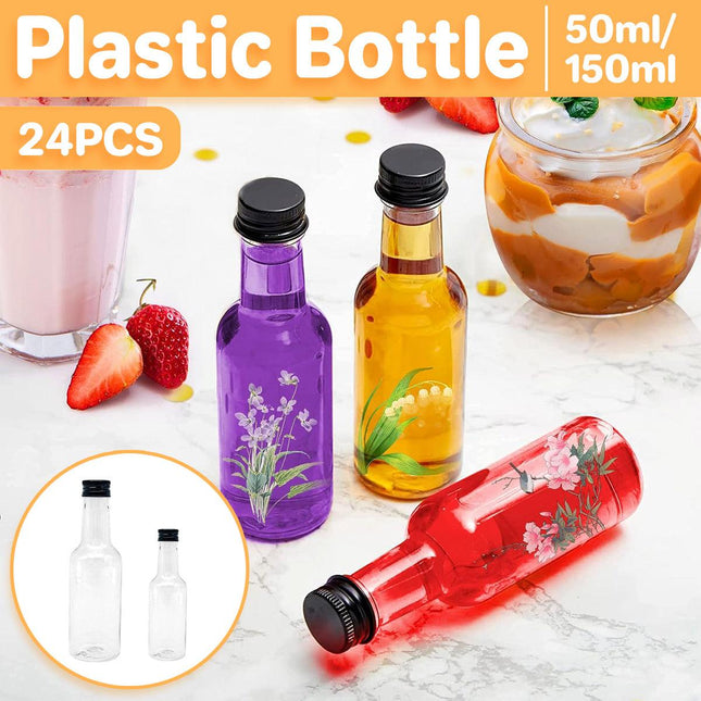 24PCS Small Plastic Wine Bottle Beverage Juice Container Reusable Clear Bottle