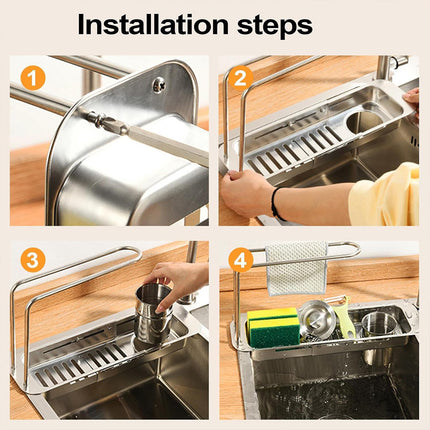 Retractable Kitchen Sink Draining Rack Water Filter Basket Storage Shelf Home