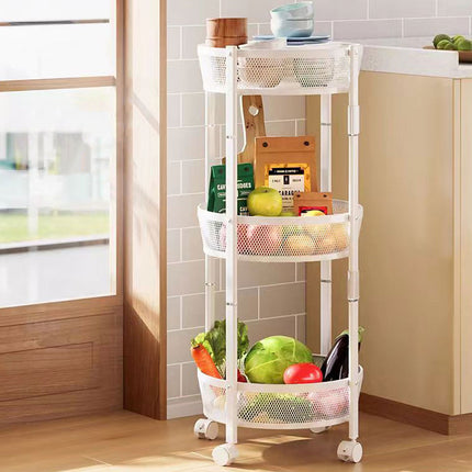 Foldable 3 Tier Rolling Cart Metal Vegetable Storage Basket Organizer Trolley