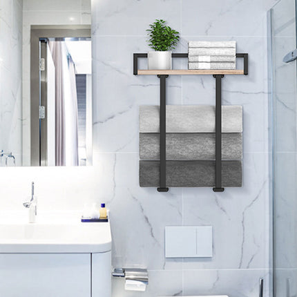 Wall Mounted Bathroom Towel Rack Storage Shelf Multifunctional Holder For Towels