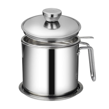 2L Large Capacity Stainless Steel Oil Filter Pot Leakproof Easy to Clean Durable