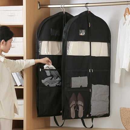 2pcs Hanging Closet Garment Dust Cover Storage Bag Clothes Protector Organizer