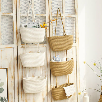 3 Layer Wall Mounted Storage Basket Hanging Organizer Rack for Household Items