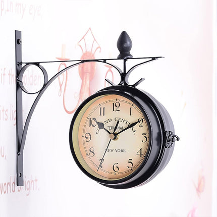 Vintage Outdoor Bracket Clock Garden Station Wall Clock Double Sided Clock