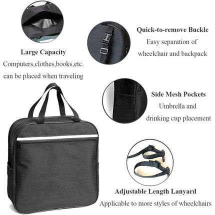 Wheelchair Bag Rear Hanging Storage Backpack Multifunctional Armchair Organizer